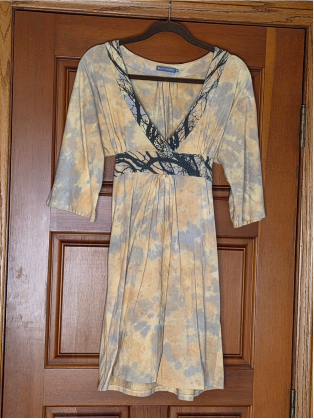 Eco-Centric Whimsigoth Tie-Dye & Branch Print Mini Dress (Size S)